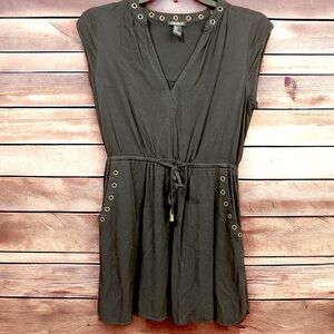 Forever 21 black dress with brass embellishments, pockets in the front size S